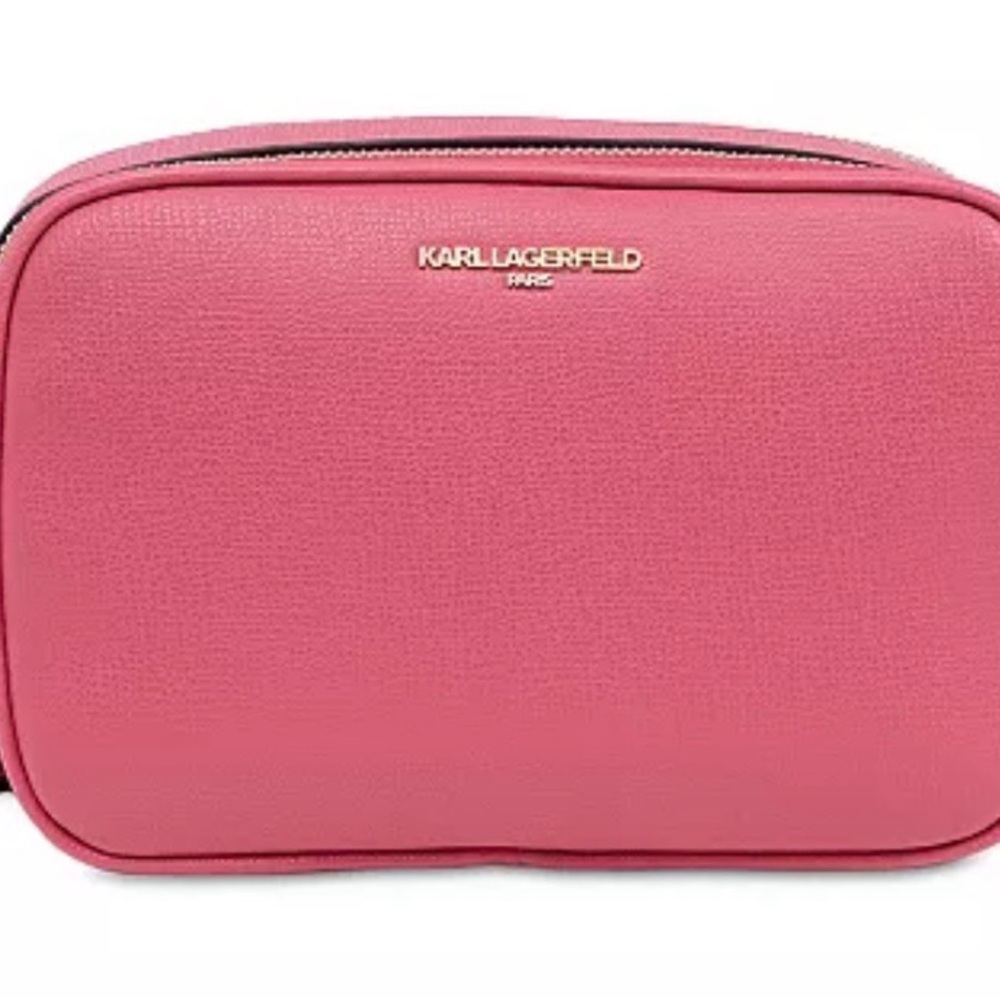 Karl Lagerfeld Pink Textured Leather Crossbody (no bag strap)